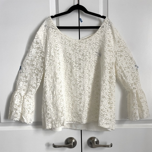 ALLOY Tops - ALLOY Cream Blouse with Ruffled 3/4 Sleeves